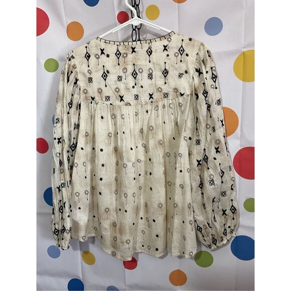NEW Rachel Zoe Boho Peasant Style Top Beiges & Black Tassels Size Small ❤️🌿 - Picture 4 of 11